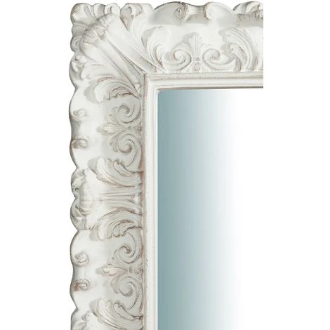 BISCOTTINI Miroir Mural à Accrocher En Bois Affichage Verticale/horizontale Finition Feuille Blanche Vieilli Aux Dimensions L76 Xpr6 X Cm 6 BISCOTTINI Miroir Mural à Accrocher En Bois Affichage Verticale/horizontale Finition Feuille Blanche Vieilli Aux Dimensions L76 Xpr6 X Cm – Image 4