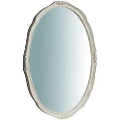 BISCOTTINI Miroir Mural à Accrocher En Bois Affichage Verticale/horizontale Finition Blanche Vieilllie Aux Dimensions L53 XPR3,5 XH72 Cm