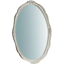 BISCOTTINI Miroir Mural à Accrocher En Bois Affichage Verticale/horizontale Finition Blanche Vieillie Aux Dimensions L43 XPR3,5 XH61 Cm M