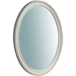 BISCOTTINI Miroir Mural à Accrocher En Bois Affichage Verticale/horizontale Finition Feuille Blanche Vieillie Aux Dimensions L72 XPR4,5 C