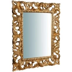 BISCOTTINI Miroir Mural à Accrocher En Bois Finition Feuille Le Vieilli Aux Dimensions L82 XPR6 XH101 Cm Made In Italy