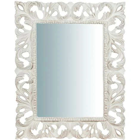 BISCOTTINI Miroir Mural à Accrocher En Bois Affichage Verticale/horizontale Finition Blanche Vieillie Aux Dimensions L82 XPR5 XH101 Cm Mad 4 BISCOTTINI Miroir Mural à Accrocher En Bois Affichage Verticale/horizontale Finition Blanche Vieillie Aux Dimensions L82 XPR5 XH101 Cm Mad – Image 2