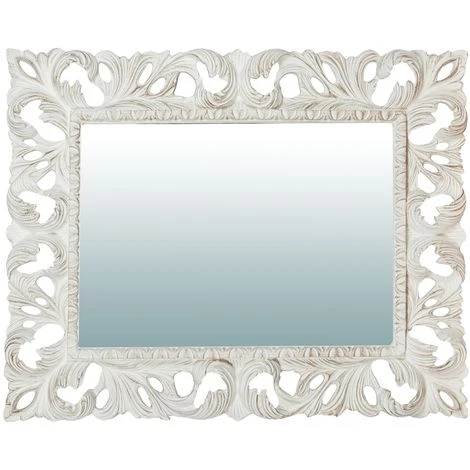 BISCOTTINI Miroir Mural à Accrocher En Bois Affichage Verticale/horizontale Finition Blanche Vieillie Aux Dimensions L82 XPR5 XH101 Cm Mad 5 BISCOTTINI Miroir Mural à Accrocher En Bois Affichage Verticale/horizontale Finition Blanche Vieillie Aux Dimensions L82 XPR5 XH101 Cm Mad – Image 3