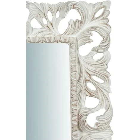 BISCOTTINI Miroir Mural à Accrocher En Bois Affichage Verticale/horizontale Finition Blanche Vieillie Aux Dimensions L82 XPR5 XH101 Cm Mad 6 BISCOTTINI Miroir Mural à Accrocher En Bois Affichage Verticale/horizontale Finition Blanche Vieillie Aux Dimensions L82 XPR5 XH101 Cm Mad – Image 4