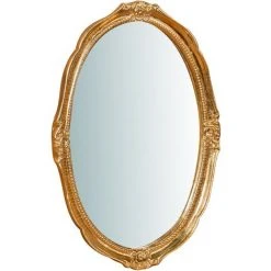 BISCOTTINI Miroir Mural à Accrocher En Bois Affichage Verticale/horizontale Finition Or Vieilli Aux Dimensions L37 XPR3,5 H51 Cm Made In I