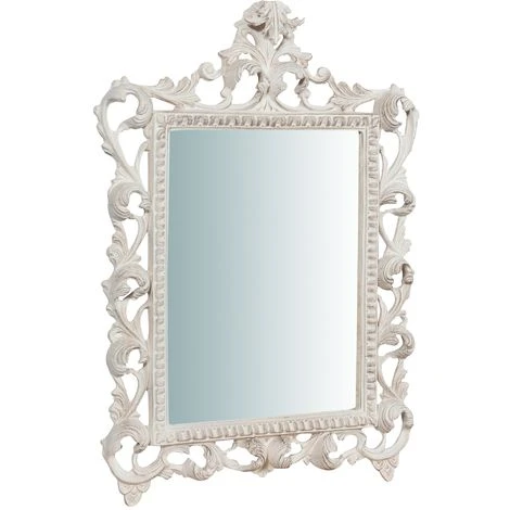 BISCOTTINI Miroir Mural à Accrocher En Bois Finition Blanche Vieillie Aux Dimensions L45XPR4XH61 Cm Made In Italy 3 BISCOTTINI Miroir Mural à Accrocher En Bois Finition Blanche Vieillie Aux Dimensions L45XPR4XH61 Cm Made In Italy