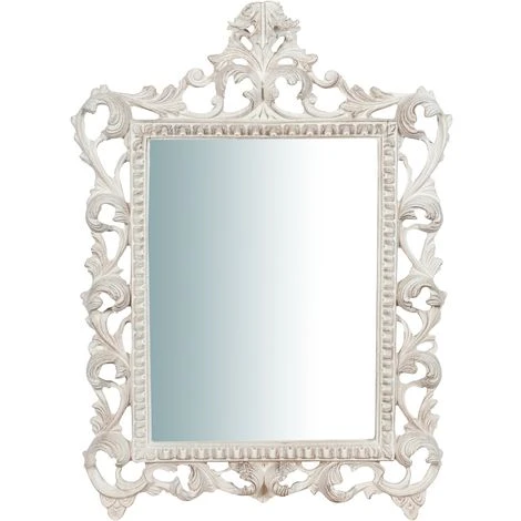 BISCOTTINI Miroir Mural à Accrocher En Bois Finition Blanche Vieillie Aux Dimensions L45XPR4XH61 Cm Made In Italy 4 BISCOTTINI Miroir Mural à Accrocher En Bois Finition Blanche Vieillie Aux Dimensions L45XPR4XH61 Cm Made In Italy – Image 2