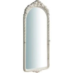 BISCOTTINI Miroir Mural à Accrocher En Bois Finition Blanche Vieillie Aux Dimensions L28XPR3,5XH69 Cm Made In Italy