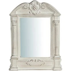 BISCOTTINI Miroir Mural à Accrocher En Bois Finition Blanche Vieillie Aux Dimensions L23XPR3,5XH43 Cm Made In Italy -Miroir Soldes Boutique 18529601 2