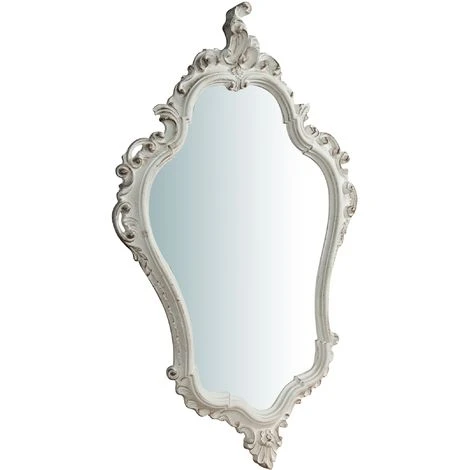 BISCOTTINI Miroir Mural à Accrocher En Bois Finition Blanche Vieillie Aux Dimensions L57XPR4XH90 Cm Made In Italy 3 BISCOTTINI Miroir Mural à Accrocher En Bois Finition Blanche Vieillie Aux Dimensions L57XPR4XH90 Cm Made In Italy