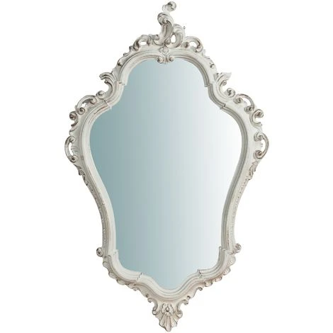 BISCOTTINI Miroir Mural à Accrocher En Bois Finition Blanche Vieillie Aux Dimensions L57XPR4XH90 Cm Made In Italy 4 BISCOTTINI Miroir Mural à Accrocher En Bois Finition Blanche Vieillie Aux Dimensions L57XPR4XH90 Cm Made In Italy – Image 2