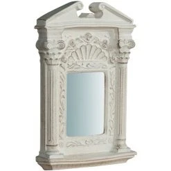 BISCOTTINI Miroir Mural à Accrocher En Bois Finition Blanche Vieillie Aux Dimensions L21XPR4XH32 Cm Made In Italy
