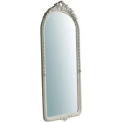 BISCOTTINI Miroir Mural à Accrocher En Bois Finition Blanche Vieillie Aux Dimensions L40XPR5,5X98 Cm Made In Italy