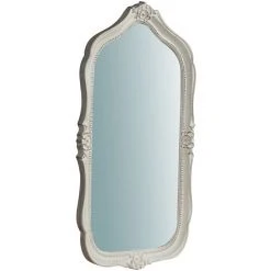 BISCOTTINI Miroir Mural à Accrocher En Bois Finition Blanche Vieillie Aux Dimensions L32XPR2XH61 Cm Made In Italy