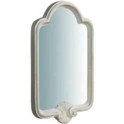 BISCOTTINI Miroir Mural à Accrocher En Bois Finition Blanche Vieilli Aux Dimensions L24XPR2,5XH40 Cm Made In Italy