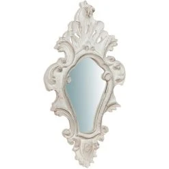 BISCOTTINI Miroir Mural à Accrocher En Bois Finition Blanche Vieillie Aux Dimensions L20XPR3XH35 Cm Made In Italy