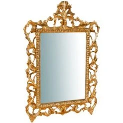 BISCOTTINI Miroir Mural à Accrocher En Bois Finition Feuille Or Vieilli Aux Dimensions L45XPR4XH61 Cm Made In Italy