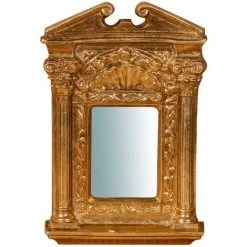 BISCOTTINI Miroir Mural à Accrocher En Bois Finition Feuille Or Vieilli Aux Dimensions L21XPR4XH32 Cm Made In Italy -Miroir Soldes Boutique 18529628 2