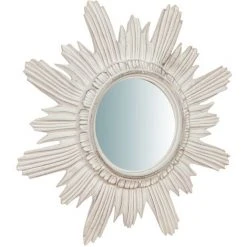 BISCOTTINI Miroir Mural à Accrocher En Bois Finition Feuille Blanche Vieillie Aux Dimensions L43XPR4XH43 Cm Made In Italy