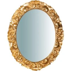 BISCOTTINI Miroir Mural à Accrocher En Bois En Finition De Feuille D'or Antique L25XPR2, 5XH31 Cm Made In Italy -Miroir Soldes Boutique 18545723 2