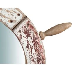 BISCOTTINI Miroir Mural à Accrocher En Forme De Timon En Bois Massif Diam. 73xPR3,5 Cm -Miroir Soldes Boutique 18545759 5