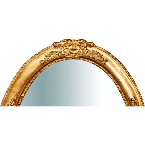 BISCOTTINI Miroir Mural à Accrocher Vertical / Horizontal En Bois Finition Feuille D'or Antique OVALE Made In Italy 5 BISCOTTINI Miroir Mural à Accrocher Vertical / Horizontal En Bois Finition Feuille D'or Antique OVALE Made In Italy – Image 3