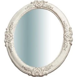 BISCOTTINI Miroir Mural à Accrocher Vertical / Horizontal En Bois Finition Blanc Antique L51XPR3XH41 Cm Made In Italy