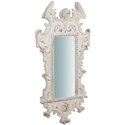 BISCOTTINI Miroir Mural à Accrocher En Bois Finition Blanc Antique SAGOMATA Made In Italy