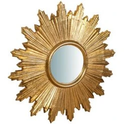 BISCOTTINI Miroir Mural à Accrocher En Bois Finition Feuille D'or Antique SOLE Made In Italy