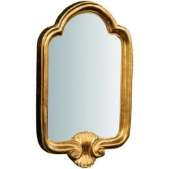 BISCOTTINI Miroir Mural à Accrocher En BOIS, FINITIONS EN FEUILLE D'OR EFFET VIEILLI. L20XPR3XH32 CM . FABRIQUÉ EN ITALIE