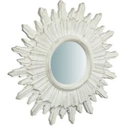 BISCOTTINI Miroir Mural à Accrocher En BOIS, FINITIONS EN BLANC CÉRUSÉ. L52XPR4,5XH52 FABRIQUÉ EN ITALIE