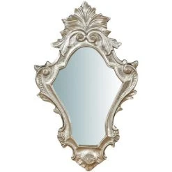 BISCOTTINI Miroir Mural à Accrocher En BOIS. FINITIONS : FEUILLE D'ARGENT EFFET VIEILLI. L41XPR3XH25CM. FABRIQUÉ EN ITALIE -Miroir Soldes Boutique 18546206 2