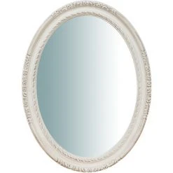 BISCOTTINI MIROIR MURAL, VERTICAL /HORIZONTAL, EN BOIS. FINITIONS : BLANC CÉRUSÉ. L62XPR4,5XH81 CM. FABRIQUÉ EN ITALIE