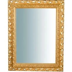 BISCOTTINI Miroir Mural à Accrocher En BOIS, FINITIONS EN FEUILLE D'OR EFFET VIEILLI. L70XPR5XH90 CM. FABRIQUÉ EN ITALIE -Miroir Soldes Boutique 18546305 2
