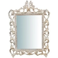 BISCOTTINI Miroir Mural à Accrocher En BOIS. FINITIONS : FEUILLE D'ARGENT EFFET VIEILLI. L45XPR4XH61CM FABRIQUÉ EN ITALIE -Miroir Soldes Boutique 18546306 2
