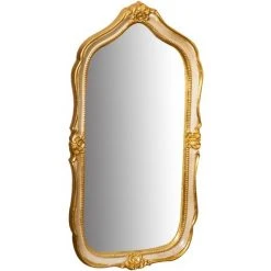 BISCOTTINI Miroir Mural à Accrocher En BOIS. FINITIONS : FEUILLE D'OR ET IVOIRE FABRIQUÉ EN ITALIE