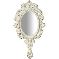 BISCOTTINI Miroir à La Main EN BOIS FINITIONS BLANC CÉRUSÉ FABRIQUÉ EN ITALIE 7 BISCOTTINI Miroir à La Main EN BOIS FINITIONS BLANC CÉRUSÉ FABRIQUÉ EN ITALIE -Miroir Soldes Boutique 18546414 2
