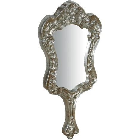 BISCOTTINI Miroir à La Main EN BOIS FINITIONS ARGENT FABRIQUÉ EN ITALIE 3 BISCOTTINI Miroir à La Main EN BOIS FINITIONS ARGENT FABRIQUÉ EN ITALIE