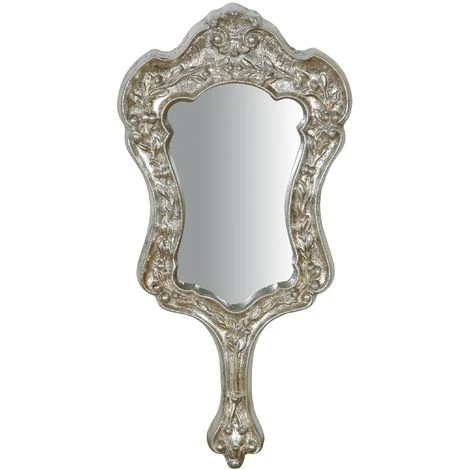 BISCOTTINI Miroir à La Main EN BOIS FINITIONS ARGENT FABRIQUÉ EN ITALIE 4 BISCOTTINI Miroir à La Main EN BOIS FINITIONS ARGENT FABRIQUÉ EN ITALIE – Image 2