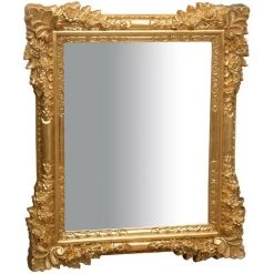 BISCOTTINI Miroir Mural à Accrocher Vertical / HORIZONTAL EN BOIS FINITIONS FEUILLE D'OR EFFET VIEILLI RETTANGOLARE FABRIQUÉ EN ITALIE