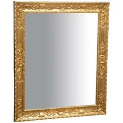 BISCOTTINI Miroir Mural à Accrocher Vertical / HORIZONTAL EN BOIS FINITIONS FEUILLE D'OR EFFET VIEILLI RETTANGOLARE FABRIQUÉ EN ITALIE