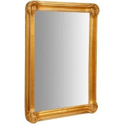 BISCOTTINI Miroir Mural à Accrocher En Bois Affichage Verticale/horizontale Finition Feuille Or Vieilli Aux Dimensions L91xPR5 XH111