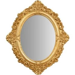 BISCOTTINI Miroir Mural à Accrocher Suspendu En Bois Ancien Fini à La Feuille D'or