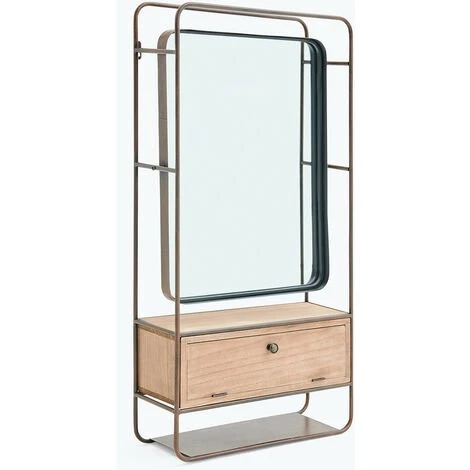 Miroir Mural Rectangulaire Avec Tiroir En Bois Et Métal (99x50 Cm) Oyan SKLUM Alliage De Fer - Bois - NATUREL 3 Miroir Mural Rectangulaire Avec Tiroir En Bois Et Métal (99x50 Cm) Oyan SKLUM Alliage De Fer - Bois - NATUREL