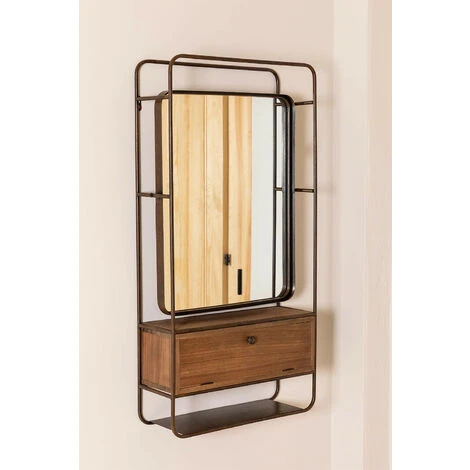 Miroir Mural Rectangulaire Avec Tiroir En Bois Et Métal (99x50 Cm) Oyan SKLUM Alliage De Fer - Bois - NATUREL 5 Miroir Mural Rectangulaire Avec Tiroir En Bois Et Métal (99x50 Cm) Oyan SKLUM Alliage De Fer - Bois - NATUREL – Image 3