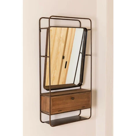 Miroir Mural Rectangulaire Avec Tiroir En Bois Et Métal (99x50 Cm) Oyan SKLUM Alliage De Fer - Bois - NATUREL 6 Miroir Mural Rectangulaire Avec Tiroir En Bois Et Métal (99x50 Cm) Oyan SKLUM Alliage De Fer - Bois - NATUREL – Image 4