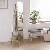 MOB-IN Portant Vêtements Miroir En Bois L45 X H160 Cm LIAM - Bois Clair -Miroir Soldes Boutique 18735042 1