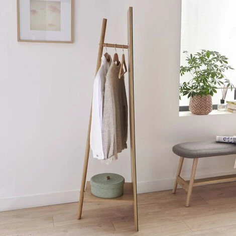 MOB-IN Portant Vêtements Miroir En Bois L45 X H160 Cm LIAM - Bois Clair 5 MOB-IN Portant Vêtements Miroir En Bois L45 X H160 Cm LIAM - Bois Clair – Image 3