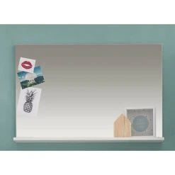 TREND TEAM AMANDA - Meuble D'entrée - Miroir + 1 Tablette / Mélaminé Blanc L - H - P : 91 X 60 X 14 Cm - Blanc -Miroir Soldes Boutique 19040065 2