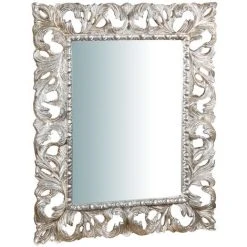 BISCOTTINI Miroir Mural à Accrocher En BOIS. FINITIONS : FEUILLE D'ARGENT EFFET VIEILLI. L82XPR6XH101 FABRIQUÉ EN ITALIE